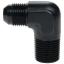 Adapter, 90 Degree, 3 AN Male to 1/8 in NPT Male, Aluminum, Black Anodized, Each